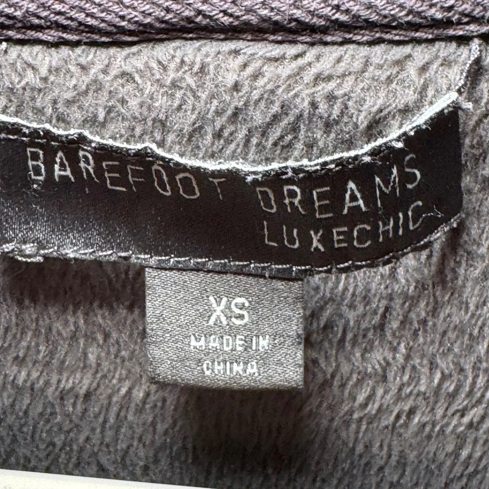 Barefoot Dreams Luxe Chic Charcoal Gray Funnel Neck Pullover Sweatshirt XS‎